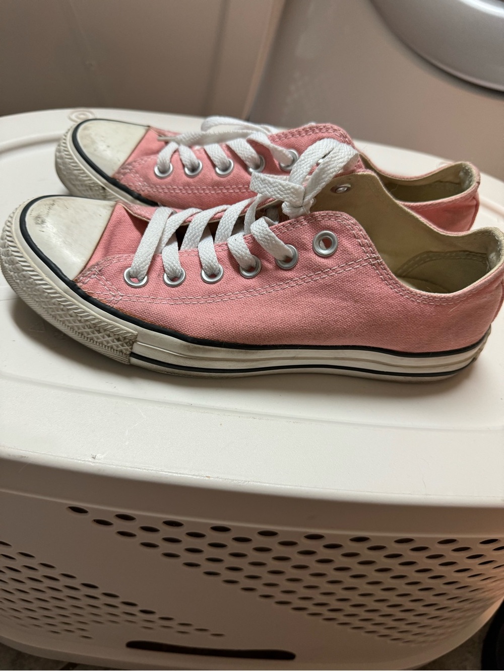 Converse Low-Top Canvas Sneakers in Light Pink with White Accents
